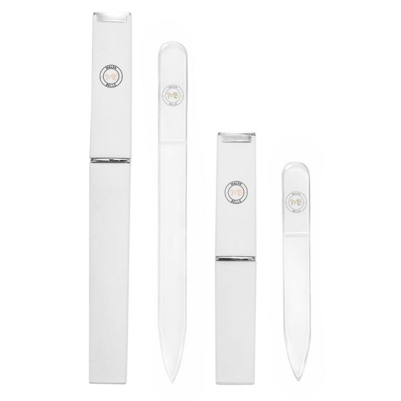 Juego de limas de uñas Malva Belle 2 piezas blancas 3 mm vidrio de cristal