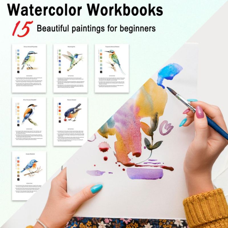 Cuaderno de acuarela Terself Pájaros – 15 pinturas