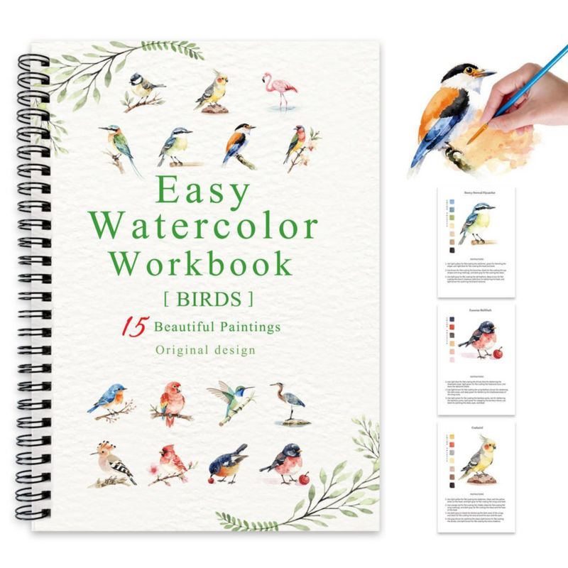 Cuaderno de acuarela Terself Pájaros – 15 pinturas