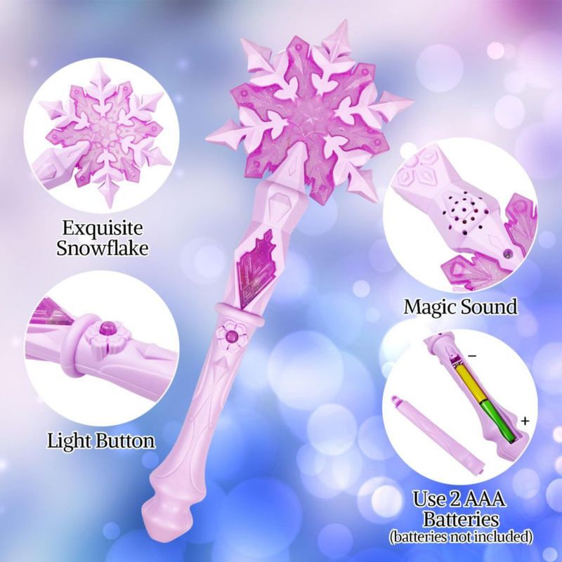 Varita mágica KingGlee Light Up Frozen con forma de copo de nieve para niños