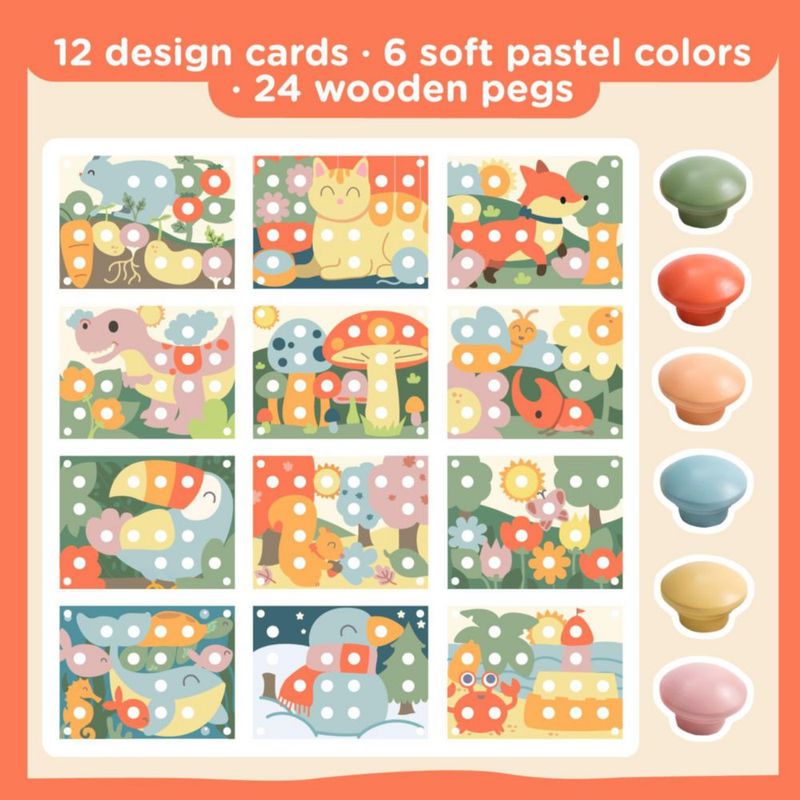 Rompecabezas de clavijas Nene Toys 2+ - Juego de colores pastel