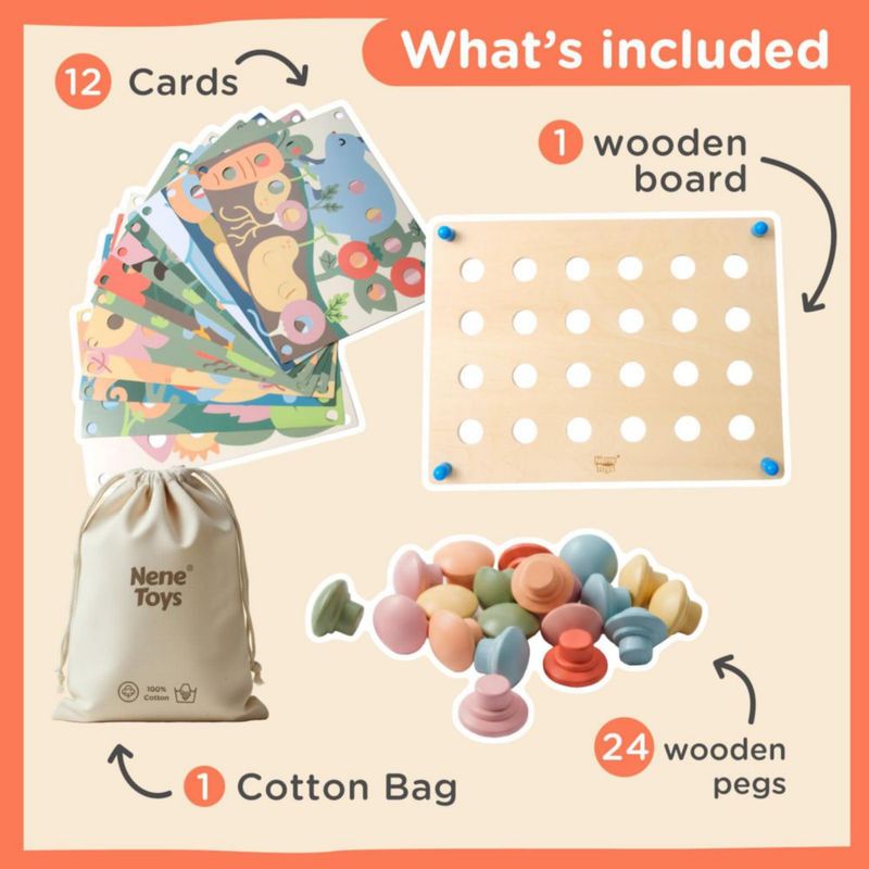 Rompecabezas de clavijas Nene Toys 2+ - Juego de colores pastel