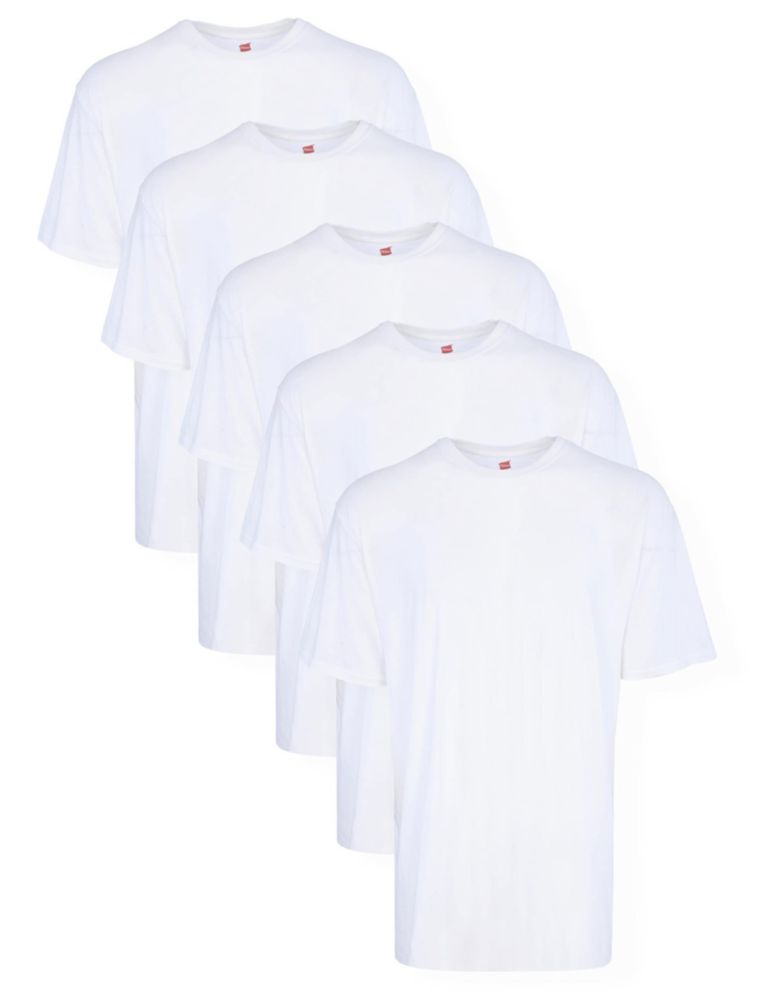 Camiseta Hanes 3X Grande Alta Algodón 5 Unidades Blanco sin etiqueta