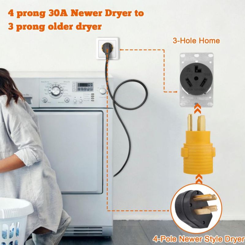 Adaptador de Secadora Agolctry 10-30P a 14-30R 220V 30A