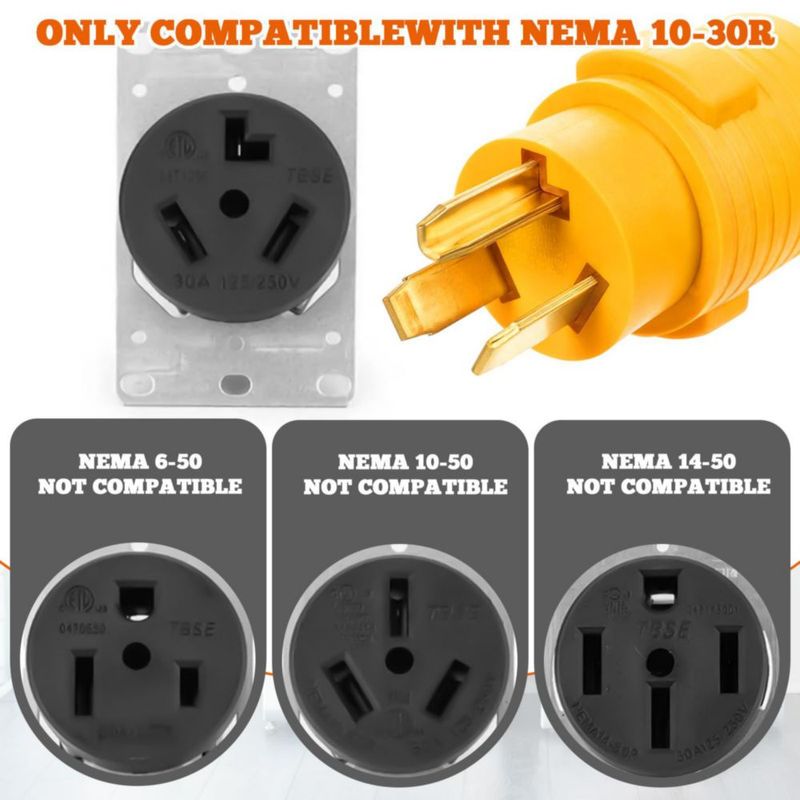 Adaptador de Secadora Agolctry 10-30P a 14-30R 220V 30A