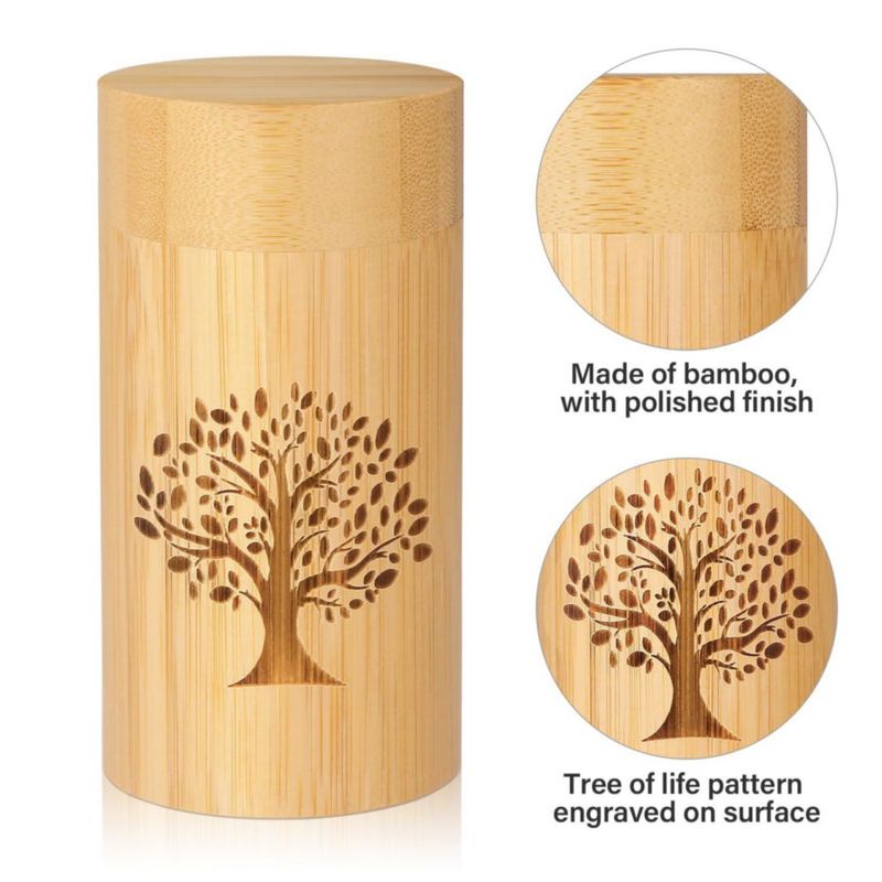 Urna HOOMTREE de bambú 75 pulgadas cúbicas con diseño Árbol de la Vida