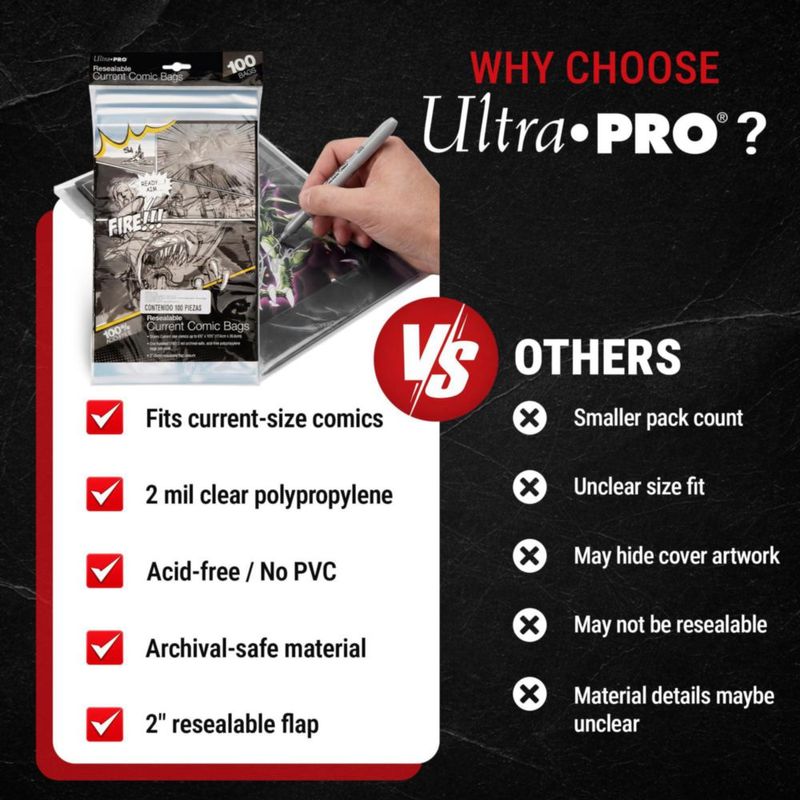 Bolsas para cómics Ultra Pro 17 x 26 cm 2 mil 100 unidades