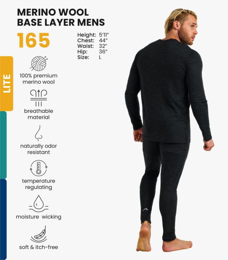 Conjunto de capa base Merino.tech talla L 165 gris carbón
