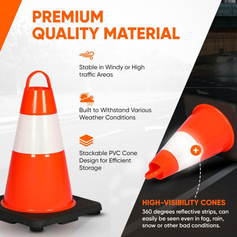 Conos de tráfico Pyle 30 cm paquete de 12 color naranja PVC