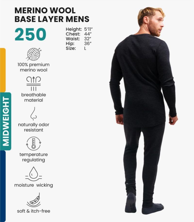 Conjunto de capa base Merino.tech XL 250 gris carbón