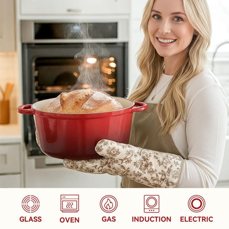 Olla Holandesa Fijinhom 6L Roja Antiadherente de Hierro Fundido Esmaltado