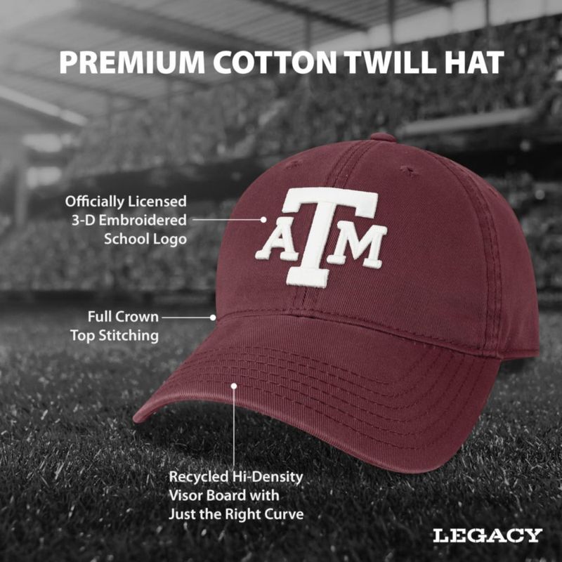 Gorra de béisbol Legacy NCAA con licencia oficial – Colores del equipo Texas A&M