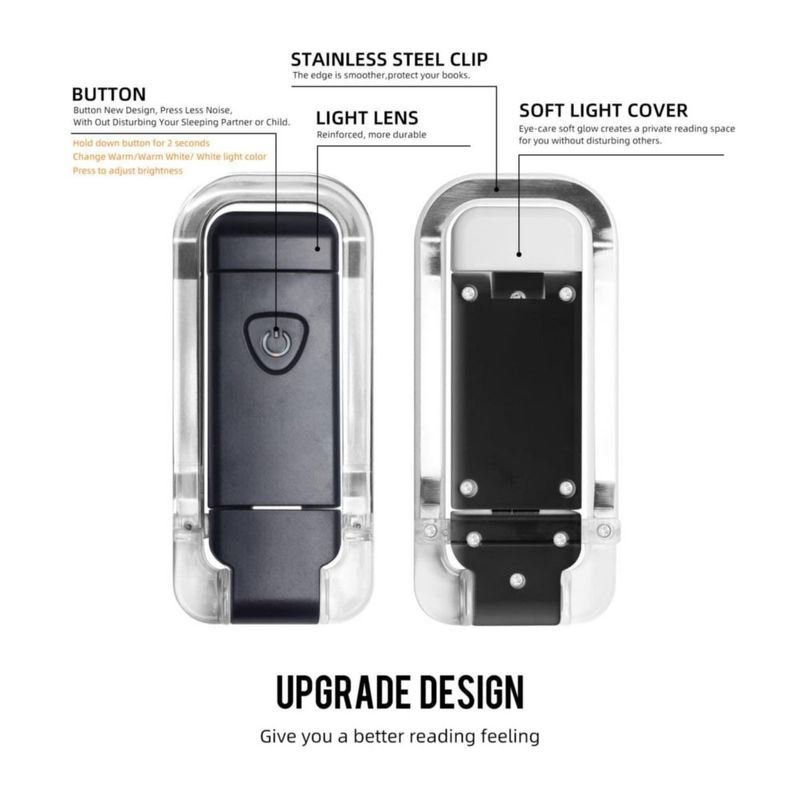 Lámpara de Lectura EGWASER USB Recargable LED 3 Niveles de Brillo