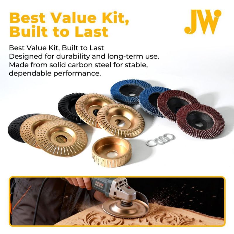 Discos de tallado de madera JoulWave 15 piezas 4" y 45"