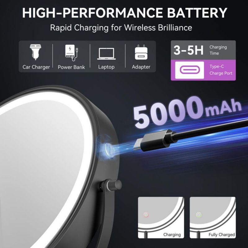 Espejo de Maquillaje Auxmir 23 cm 1X/30X Iluminado 5000 mAh
