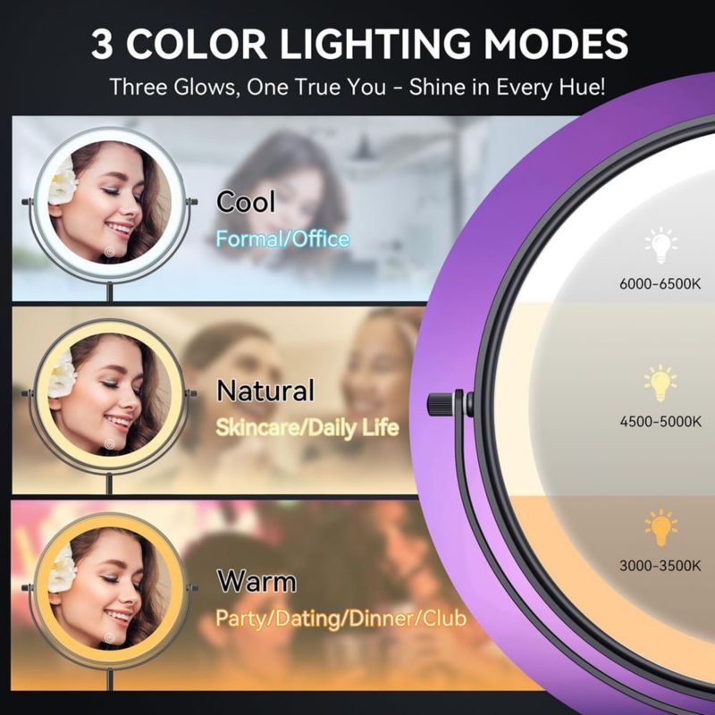 Espejo de Maquillaje Auxmir 23 cm 1X/30X Iluminado 5000 mAh