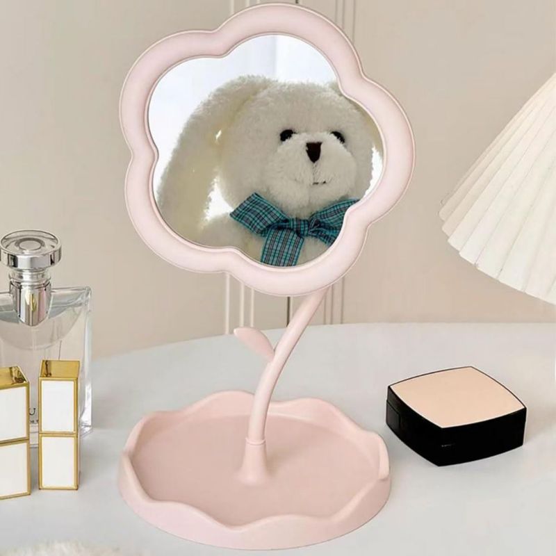 Espejo de Maquillaje KEAINVRN 295 cm Rosa con Forma de Flor 360°