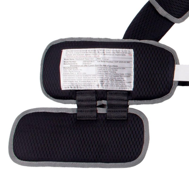 Chaleco de Seguridad RideSafer Gen 6 XL 36‑50 kg Negro para Asiento de Coche