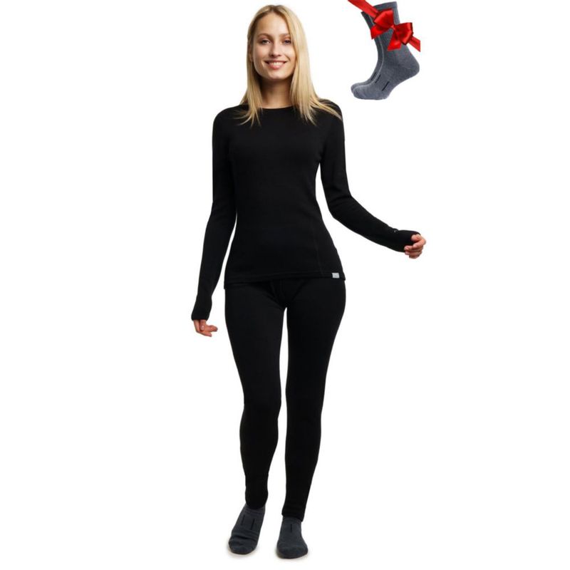 Conjunto de capa base Merino.tech para mujer talla X-Large 250 g/m² negro