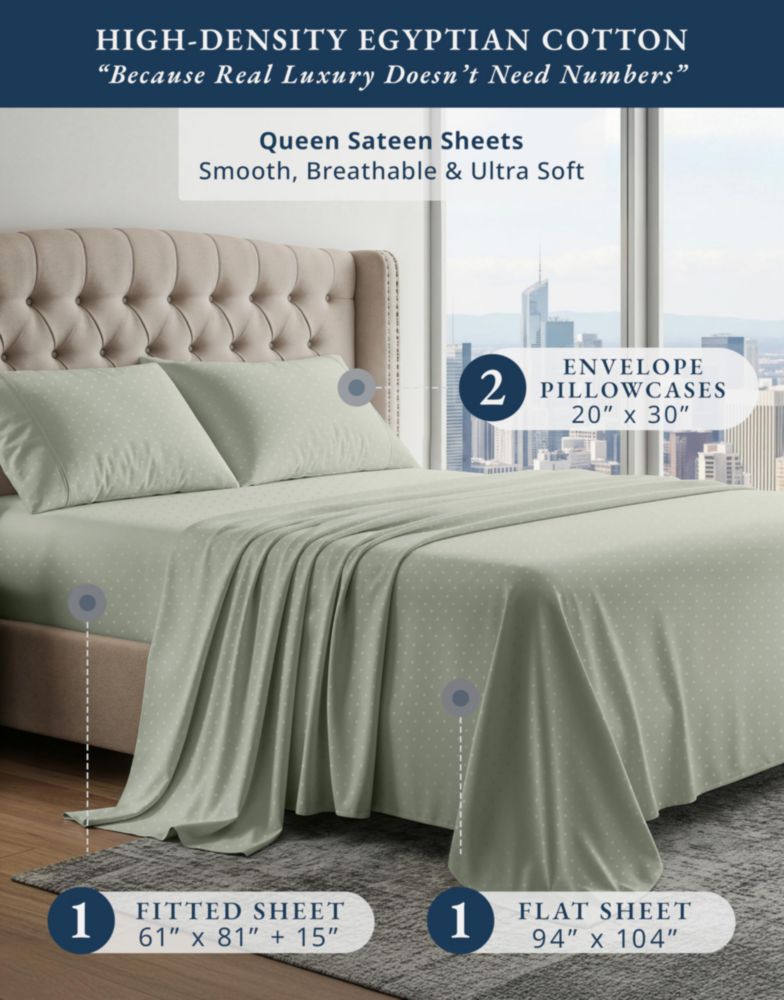 Juego de sábanas LANE LINEN Queen de algodón egipcio