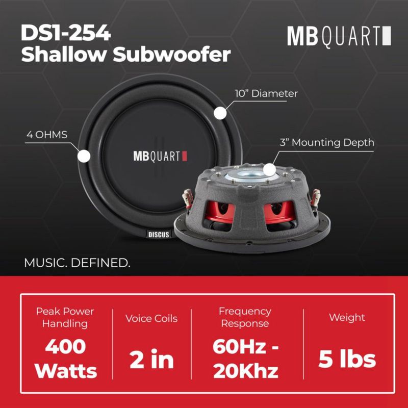 Subwoofer para coche MB Quart 25 cm 400 W 4 Ω DVC de montaje bajo