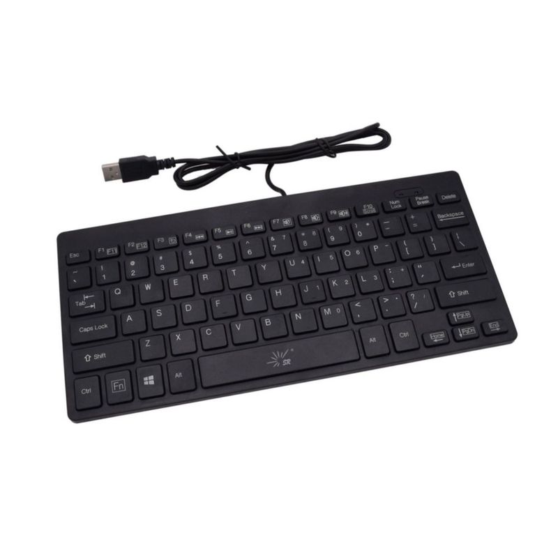 Teclado compacto SR de 78 teclas USB negro con funciones multimedia