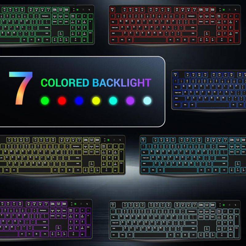 Set de Teclado y Ratón Lovaky 2.4G Inalámbrico RGB Arcoíris