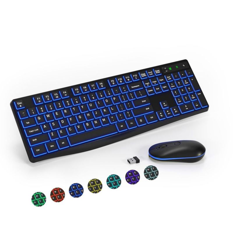 Set de Teclado y Ratón Lovaky 2.4G Inalámbrico RGB Arcoíris