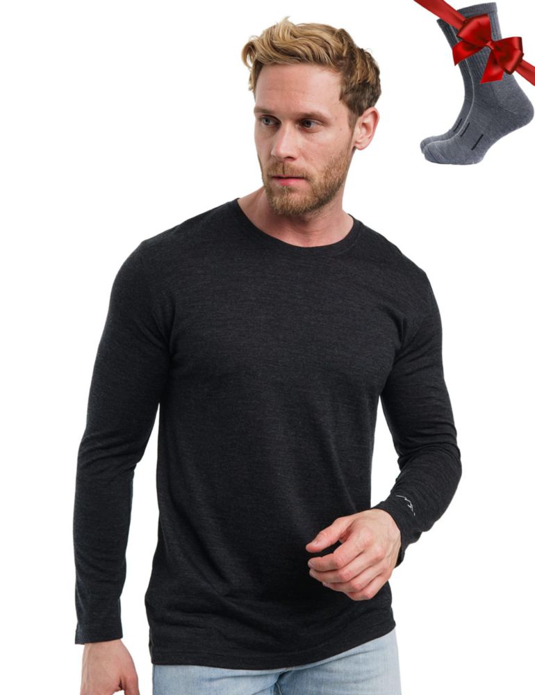 CAMISETA Merino.tech Talla L 165 gris carbón + Calcetines