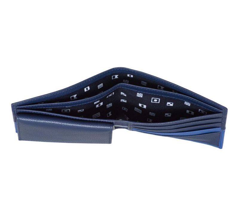 Billetera Nautica de Doble Pliegue RFID Azul Cobalto