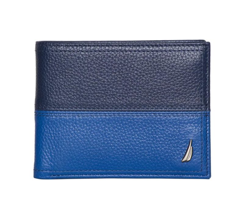 Billetera Nautica de Doble Pliegue RFID Azul Cobalto