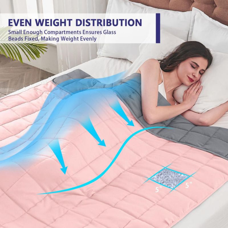 Manta con peso yescool 7 kg Twin 122 × 183 cm Rosa y Gris