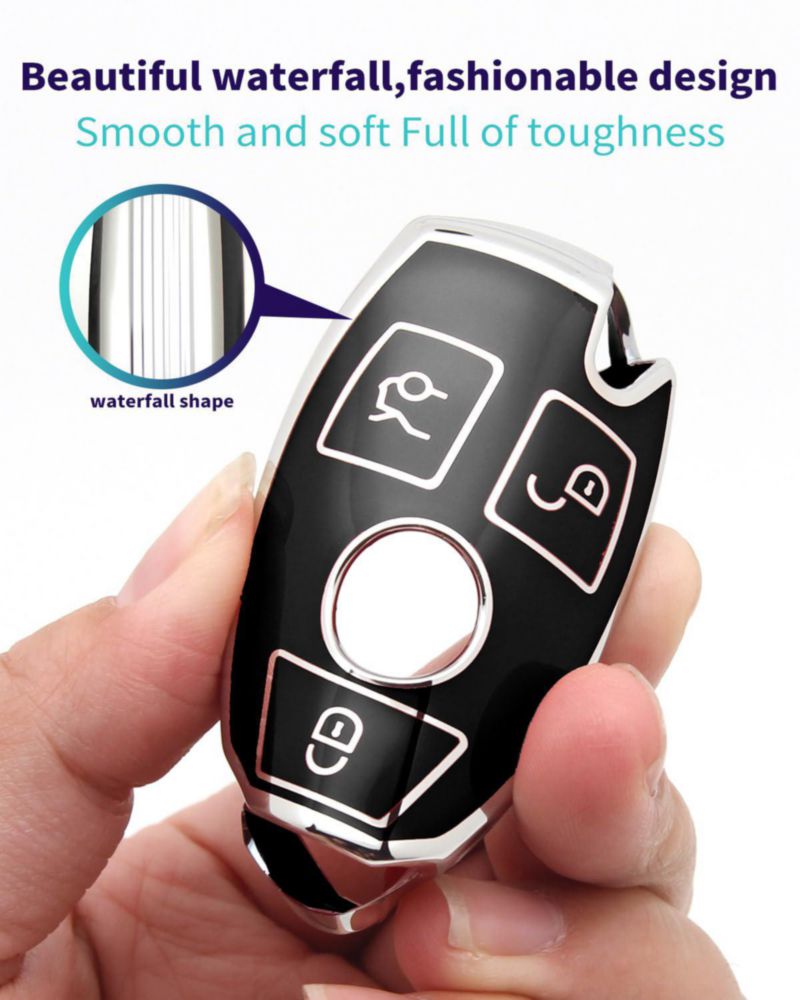 Set de funda protectora negra y llavero HAOYOUMEI para Mercedes-Benz