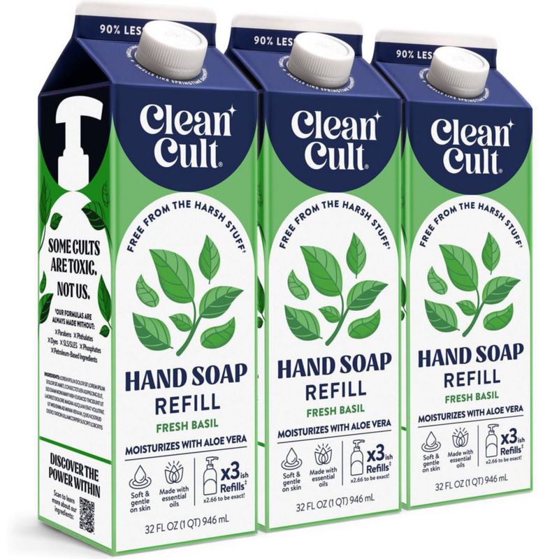 Jabón de manos Cleancult 946 ml Albahaca fresca - Pack de 3