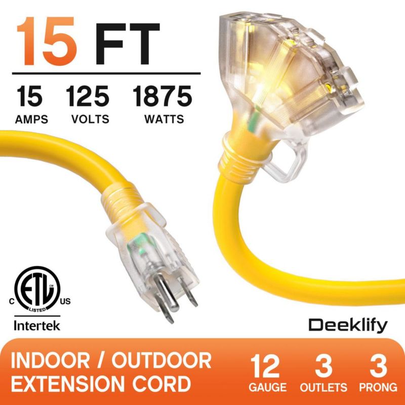 Cable de extensión Deeklify 45 m 12 AWG 3 tomacorrientes