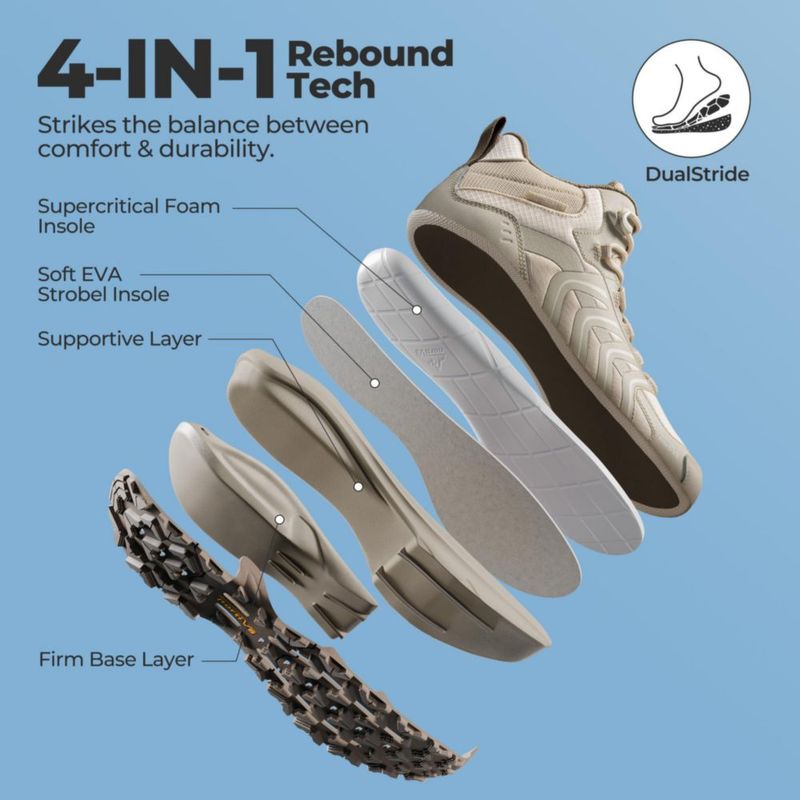 Botas de senderismo NORTIV 8 impermeables para mujer 25 cm caqui