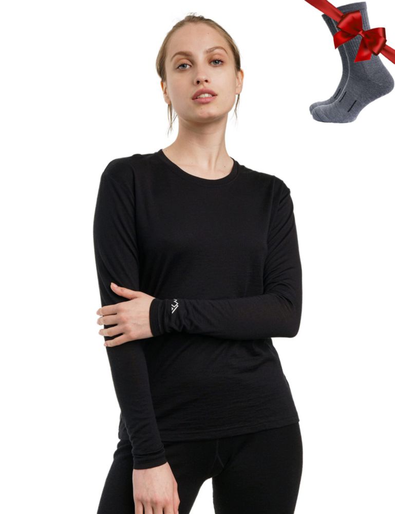 Camiseta Merino.tech talla S 165 g/m² negro + calcetines