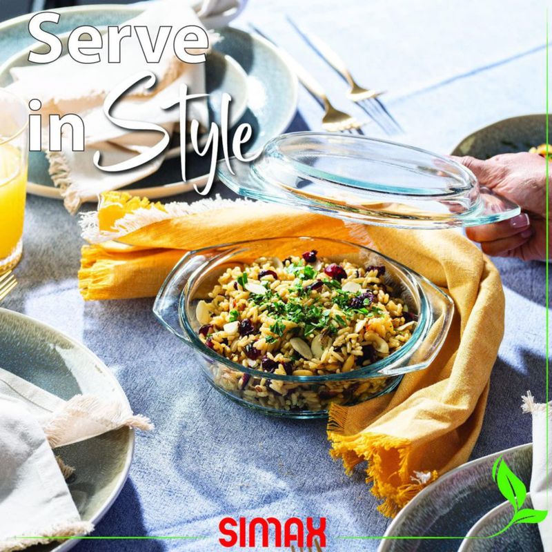 Cazuela de vidrio SIMAX de 1 L con tapa y asas