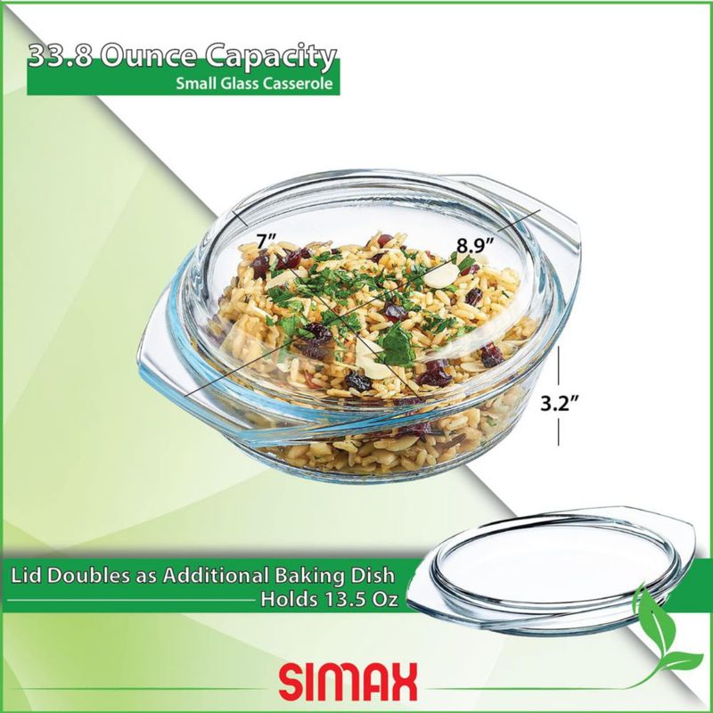 Cazuela de vidrio SIMAX de 1 L con tapa y asas