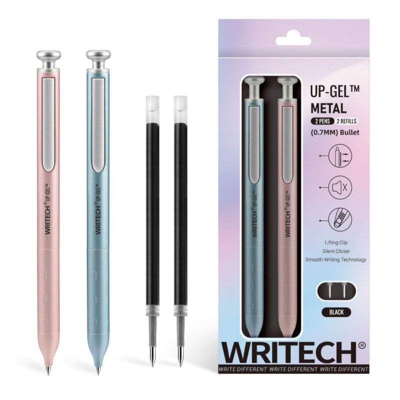 Plumas de gel WRITECH 0.7 mm negro 2 uds + 2 recargas