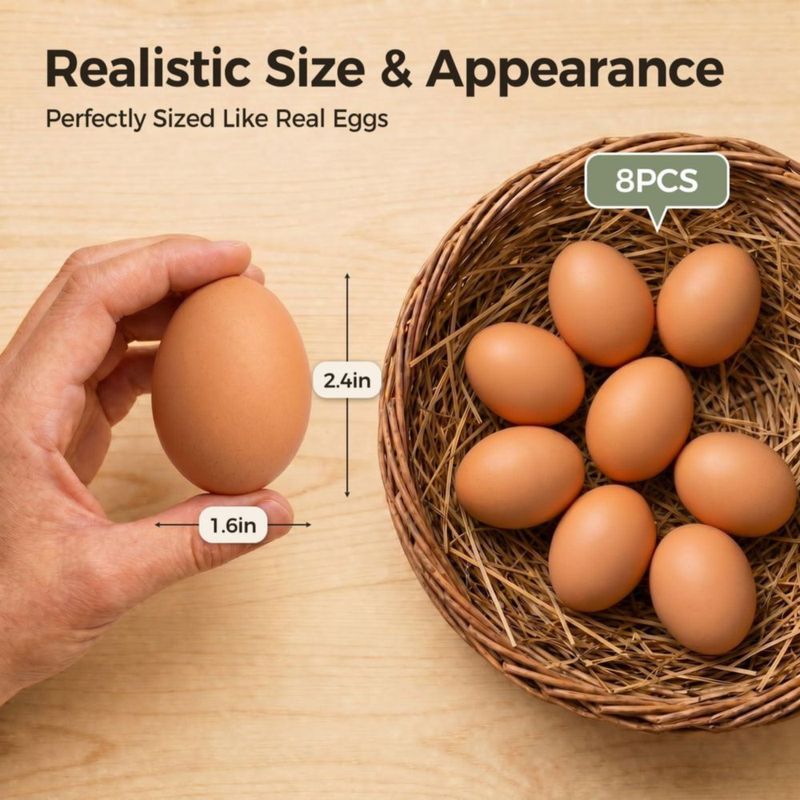 Huevos de madera falsos SallyFashion 8 piezas 6 cm (nido)