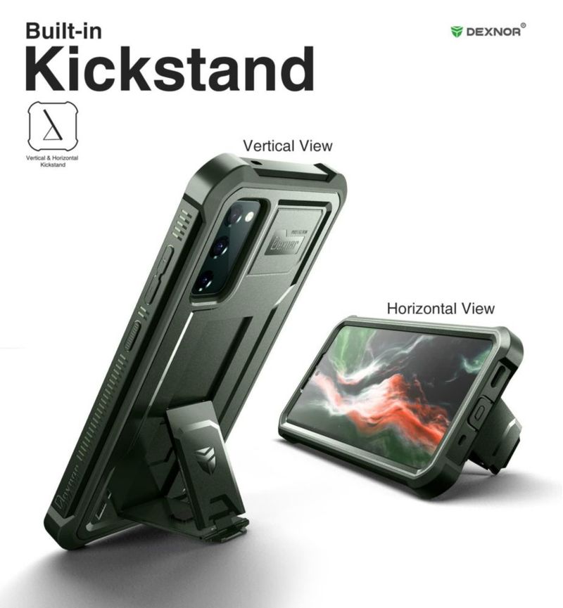 Funda Dexnor para Galaxy S20 FE 6.5" con Soporte Retráctil - Verde Militar