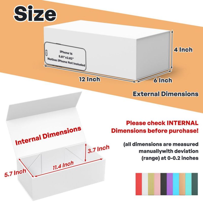 Caja de regalo RYDDOY 30x15x10 cm con tapa magnética blanca