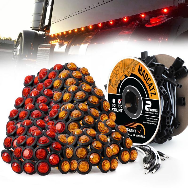 Luces laterales de posición MADCATZ 3/4" 50 ámbar + 50 rojas 12V