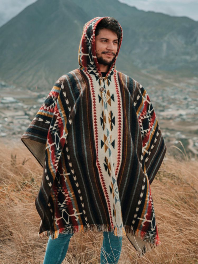 Abrigo Alpaca World 125 cm × 210 cm Poncho con Capucha