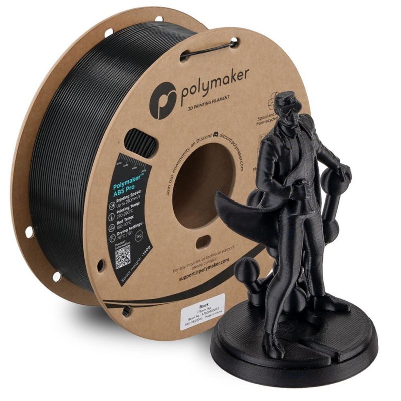 Filamento Polymaker ABS Pro Negro 1 kg 175 mm