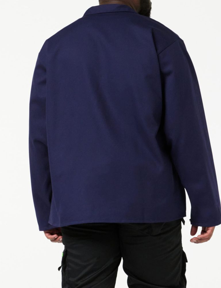 Chaqueta de soldar Black Stallion FN9-30C Navy FR de algodón talla grande
