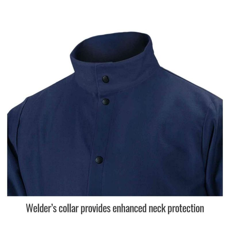 Chaqueta de soldar Black Stallion FN9-30C Navy FR de algodón talla grande