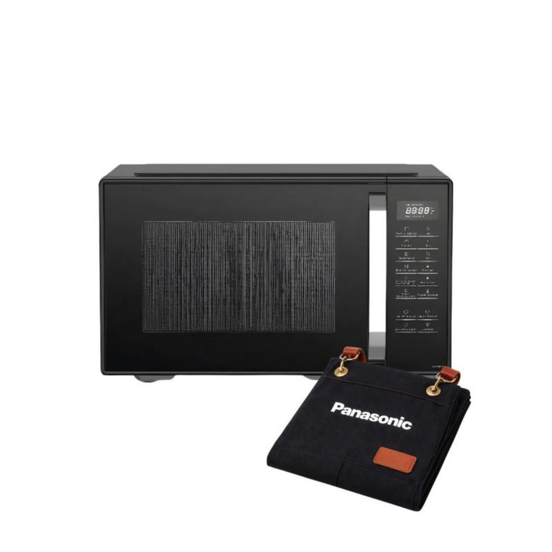 Combo Microondas Panasonic NN-ST34 25 Litros (0.9ft³ / 900W) Color Negro plato giratorio + Mandil de Cocina