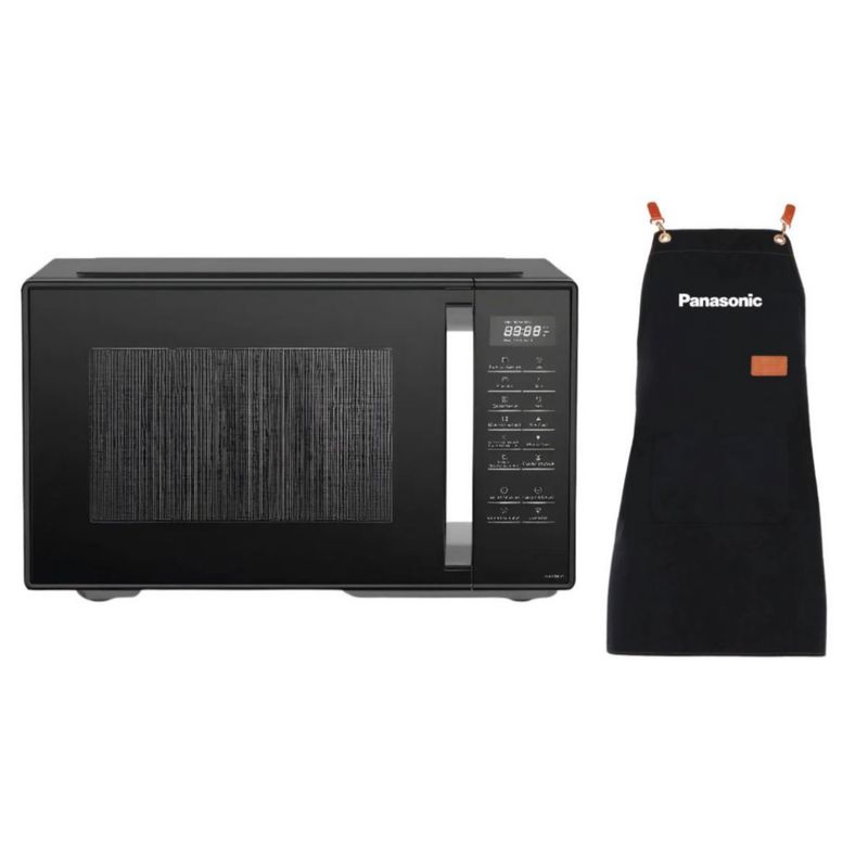 Combo Microondas Panasonic NN-ST34 25 Litros (0.9ft³ / 900W) Color Negro plato giratorio + Mandil de Cocina